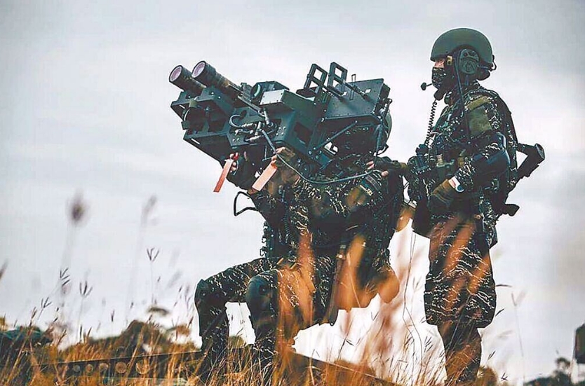 臺海軍陸戰(zhàn)隊(duì)肩抗“毒刺”導(dǎo)彈發(fā)射器準(zhǔn)備射擊。圖片來源：臺灣“中時(shí)新聞網(wǎng)”。