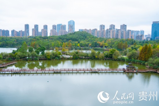 秋日時(shí)節(jié)，觀山湖公園景色美不勝收。人民網(wǎng) 陽(yáng)茜攝