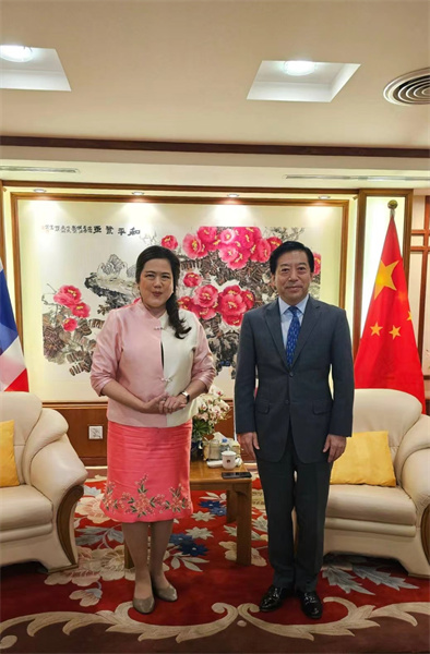 中國駐泰國大使會見泰國民聯(lián)廳候任廳長。中國駐泰國大使館供圖