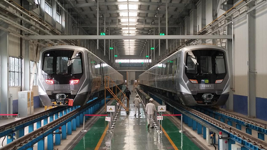 石家莊地鐵二號(hào)線列車。 中車齊車集團(tuán)石家莊公司供圖