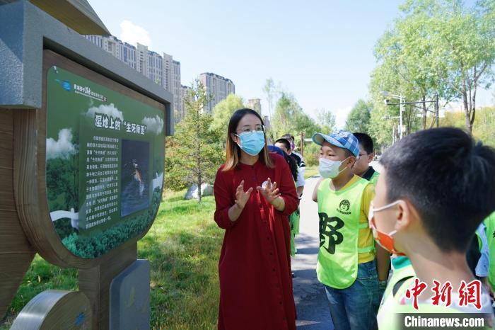 圖為小朋友在青海西寧湟水國家濕地公園內(nèi)學(xué)習(xí)濕地知識(shí)?！●R銘言 攝