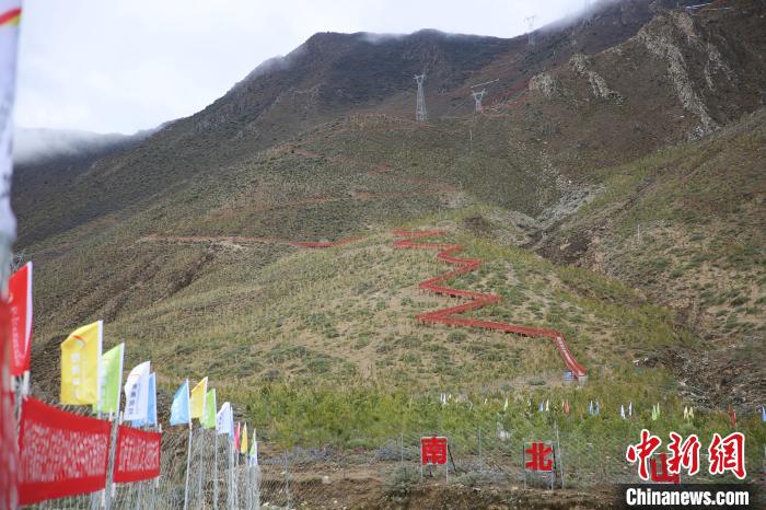 圖為拉薩南北山綠化工程拉薩曲水縣才納村5號片區(qū)。　貢確 攝