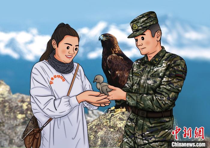 青海武警手繪“環(huán)?！焙蠛粲醣Ｗo高原生態(tài)