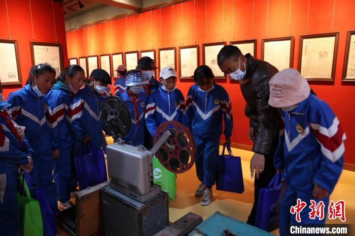 資料圖為玉樹市第四完小學(xué)生參觀鑄牢中華民族共同體意識(shí)主題展?！『F龍 攝