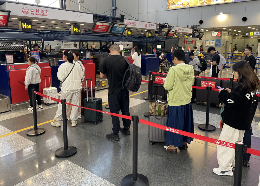 旅客在首都機(jī)場排隊(duì)辦理登機(jī)手續(xù)。人民網(wǎng)記者 喬雪峰攝