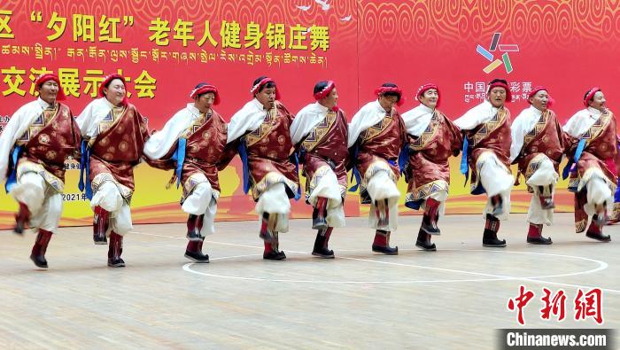 圖為西藏老年舞蹈隊(duì)齊跳傳統(tǒng)鍋莊舞?！∝暽＠?攝