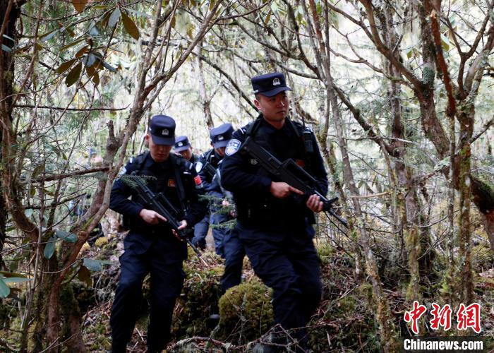 山南邊境管理支隊玉麥邊境派出所民警在邊境原始森林里開展邊境巡邏?！∴嶇?攝